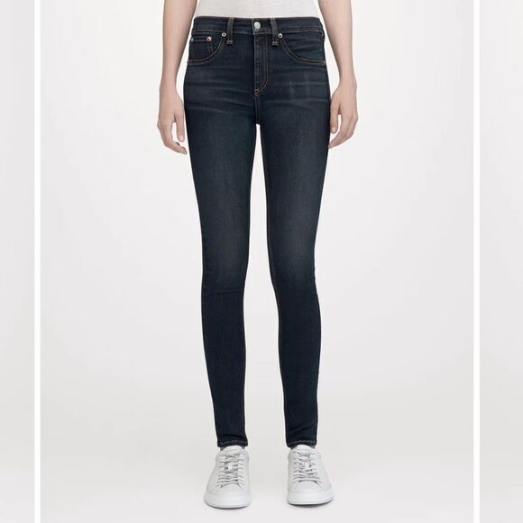 Rag & Bone High Rise Skinny Jeans Bedford Wash Women’s Size 24 Dark Wash - Picture 1 of 14
